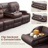 Reclining Sectional Couches for Living Room, L Shaped Large Sectional Reliner Sofa, Faux Leather Couch, Home Theater Seating with Console, Recliner Couch & Sofa Aotolo