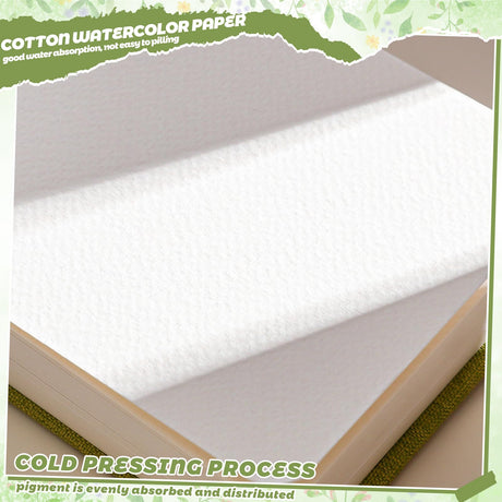40 Sheets Watercolor Journal 4x6”, 140 lb/300 GSM Watercolor Sketchbook Cold Press Watercolor Paper Watercolor Notebook for Painting, Drawing Prudiut