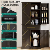 DWVO 72" Kitchen Pantry Storage Cabinet, Tall Modern Food Buffet Cabinets with Drawer & Adjustable Shelves & Door Rack, Freestanding Wood Storage Cupboard for Dining Room, Living Room, Bathroom, Black DWVO