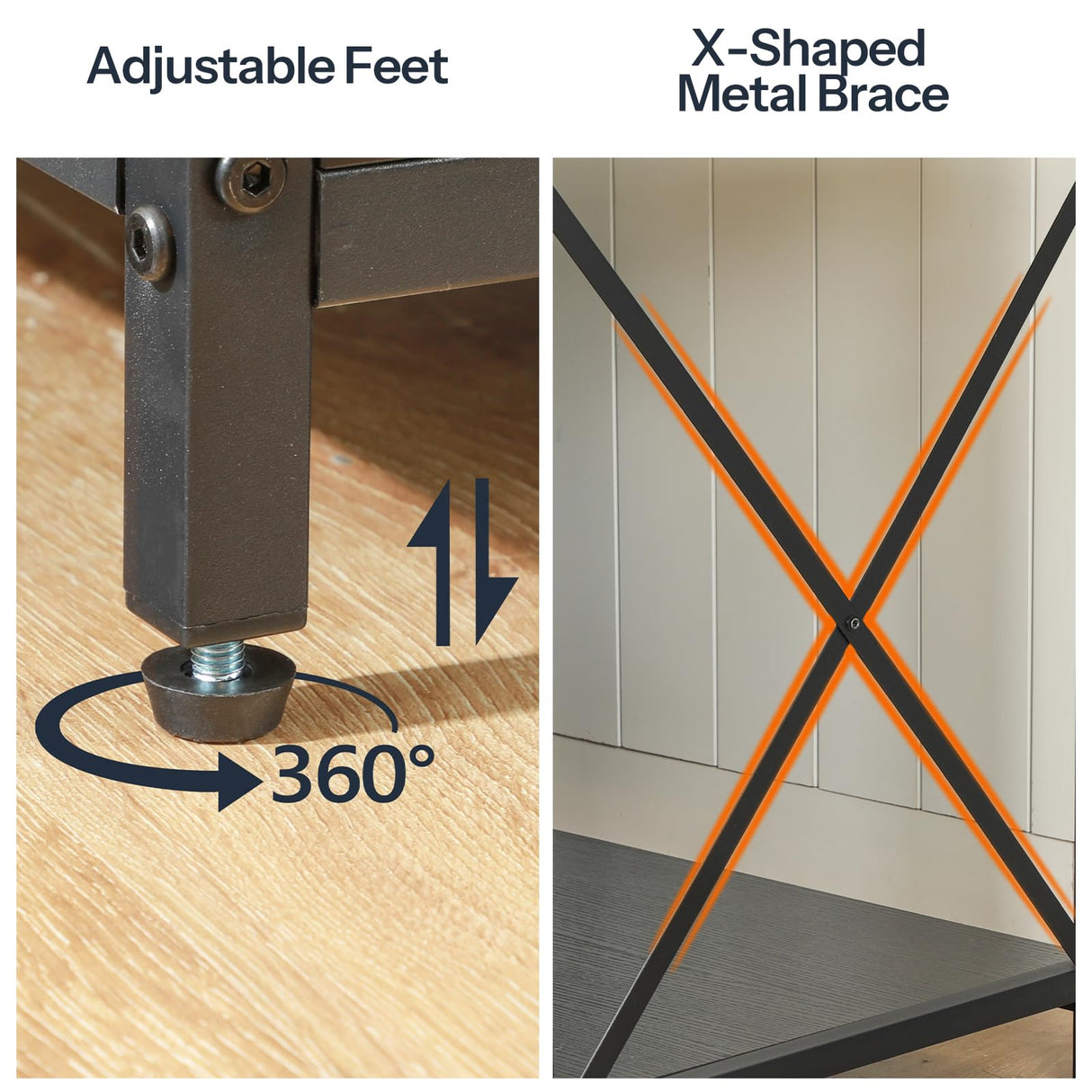 HOOBRO 40-50 Gallon Fish Tank Stand with Power Outlet and LED Light, Metal Frame Aquarium Stand with Cabinet Storage, for Reptile Turtle Tank, 440 LBS Capacity, 36.6'' L x 18.9'' W, Black BB93UDFT01 HOOBRO