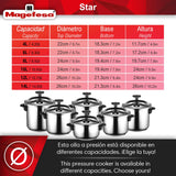 MAGEFESA Star Pressure Cooker, 4.2-Quart, 18/10 Stainless Steel, Works on All Stovetops (Induction Compatible), Safety Lock & 8 PSI Cooking MAGEFESA