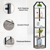 Fun Memories 5 Tier Corner Shelf, 70” Corner Shelf Stand, Corner Bookshelf Plant Stand, Storage Shelf for Bathroom, Living Room, Kitchen,Grey Home Office, Grey Fun Memories