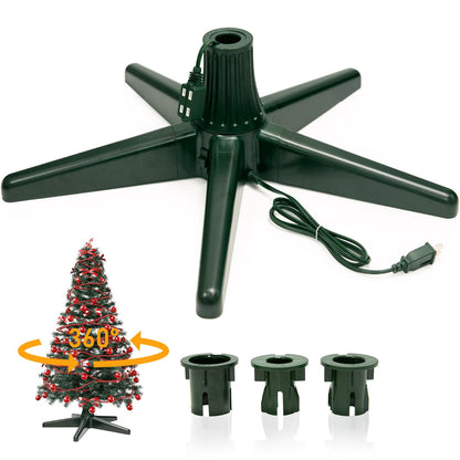 Rotating Christmas Tree Stand, 360 Degree Spinning Christmas Tree Stand for Up to a 7.5Ft, 70 Pound Artificial Christmas Tree,Adjustable Revolving Christmas tree stand for 3 trunk diameters,Dark Green