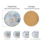 Hoomey Set of 6 Abstract Blue Marble Coasters with Holder, Absorbent Ceramic Coasters for Drinks, Coasters with Cork Backing for Table Protection, Housewarming Gifts for New Home Hoomey