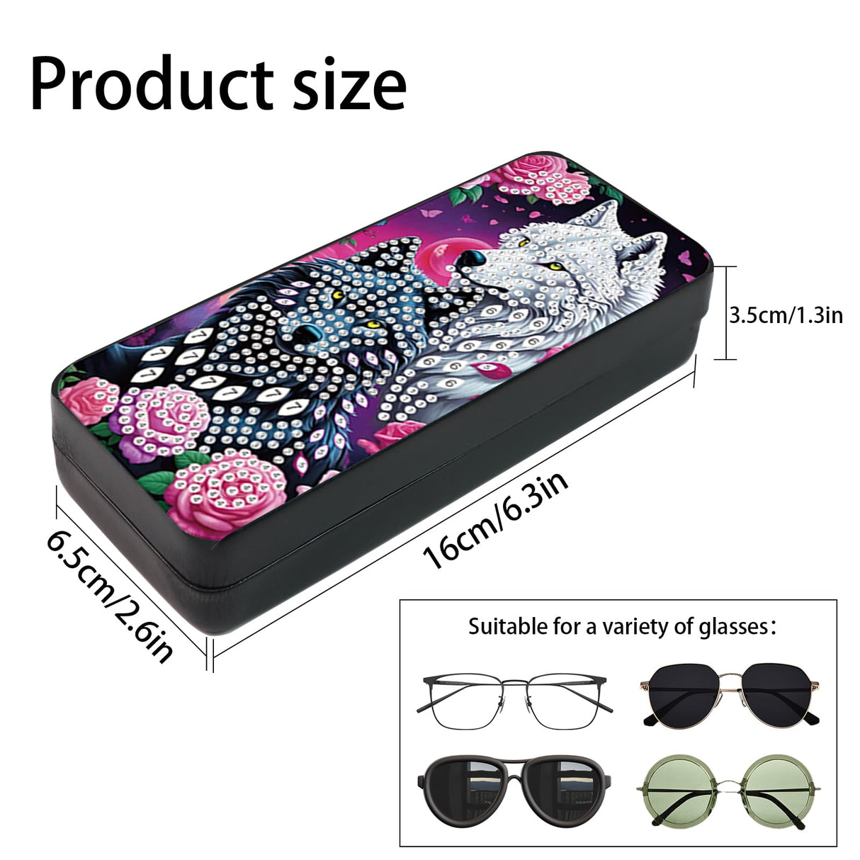 5D DIY Diamond Painting Kit Special Shape Diamond Art Eyeglass Case, Handmade Diamond Art Sunglasses Glasses Storage Box, Partial Mosaic Making Craft for Adults Travel Sunglasses Storage Box Gift Focart