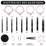 Froggod 4.53-inch (11.5cm) Interchangeable Circular Knitting Needles Set Aluminum US Sizes 2.5, 4, 5, 6, 7, 8, 9, 10, 11 with Interchangeable Knitting Needles and Cables, Accessories and Case, 9 Pairs Froggod