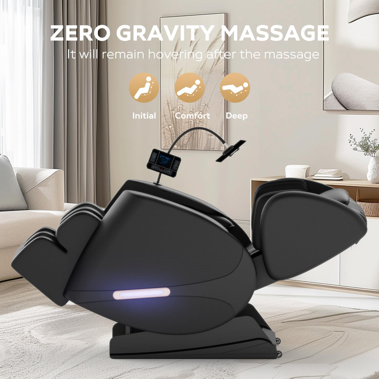EXQUISLIFE Full Body Massage Chair with Zero Gravity, Massage Chair Recliner with Heating, Airbags, Foot Roller, Touch Screen, Bluetooth Speaker EXQUISLIFE