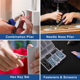 COMOWARE 120 Pcs Home Tool Kit with Drill, 20V Power Tool Combo Kits with 2.0 Ah Li-ion Battery & Charger, 25+1 Clutch, Tool Sets for Men, Household Tool Set for Garden Office Home Repair, Blue Case COMOWARE