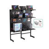 JWX DDB Gaming Pegboard Standing Shelf Units, Modular Pegboard and Shelf System with 15 Pieces Organizer Tool Holders JWX