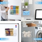 NiHome Magnetic Metal Basket Organizers, Dryer Ball Holder, 2PCS Medium & Small, Versatile Storage for Kitchen & Office Holds Up to 14 lbs, Easy Attach to Refrigerator or Any Magnetic Surface (White) NiHome