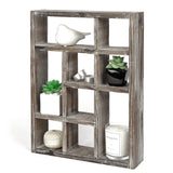 J JACKCUBE DESIGN Rustic Multi-Slot Shelf Cube Display 9 Compartment Shadow Box Wall mountable Shelf for Collection Square Freestanding Case Farmhouse Décor - MK570A (Rustic Wood) J JACKCUBE DESIGN