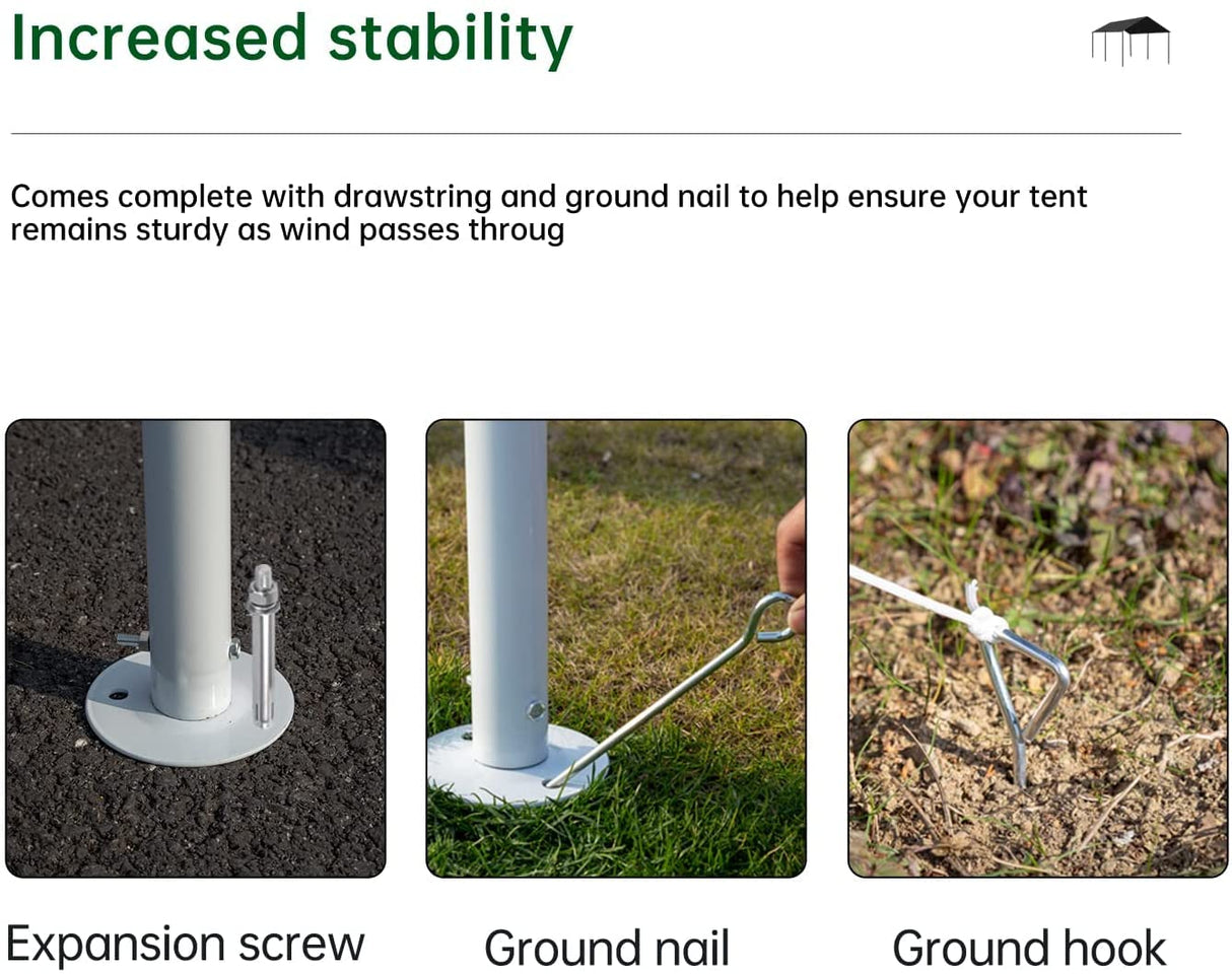 10x20 Carports Heavy Duty Car Port Waterproof Car Tent Metal Carport Party Tent with 6 Steel Legs,White PayLessHere