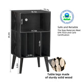 Lerliuo Record Player Stand, Black Turntable Stand Holds up to 160 Albums, Mid-Century Vinyl Storage Cabinet Table with Solid Wood Legs, Record Player Holder Dispaly Shelf for Bedroom Living Room Lerliuo