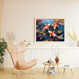 XTXGERL Canvas DIY Oil Painting for Adults Beginner, Pond Deciduous Koi Fish, Paint by Number Kits with Brushes and Acrylic Pigment, 40x50cm, Without Frame XTXGERL