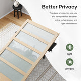 ROYMELO 48x84 inch Glass Sliding Barn Door Slab with 8ft Hardware Kit Included, 5-Panel Frosted Glass, Spruce Wood Support DIY Dyeing, Easy Assembly ROYMELO