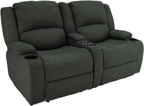 RecPro Charles Powered Double Recliner Sofa & Loveseat | Wall Hugger RV Furniture | Cloth (Fossil, 64") RecPro