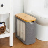 ROSOS Toilet Paper Basket, Toilet Paper Storage with Lid for 12 Rolls, Bathroom Storage Organizer with Bamboo Lid, Grey ROSOS