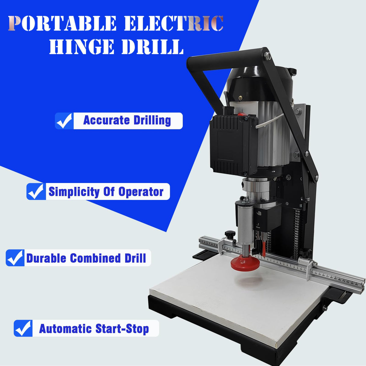 INTSUPERMAI Portable Electric Hinge Drill with Self Stop Pneumatic Hinge Boring Insertion Machine Hinge Drilling Hole Machine Drilling Puncher Combined Drill 45-9.5 110V INTSUPERMAI