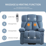 jonpony Power Lift Recliner Chair for Elderly, Lift Chair with Massage and Heat for Living Room, Fabric Electric Recliner Chairs with Side Pockets, USB Charge Port, Blue jonpony
