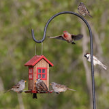 Kingsyard Cute Bird House Feeders for Outside, Hanging Metal Bird Feeder with 4 Ports, Outdoor Garden Yard Decorations for Cardinals Finches Chickadees Goldfinches & Sparrows Birds Watching Kingsyard