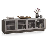 BELLEZE 70" TV Stand for TVs up to 75", Modern TV Cabinet & Entertainment Center with Shelves, Wood Storage Cabinet for Living Room or Bedroom - Brixston (Grey) BELLEZE