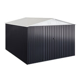 AirWire 12x10 FT Outdoor Storage Shed, Garden Shed with Updated Frame Structure and Lockable Doors, Metal Tool Sheds for Backyard Garden Patio Lawn, White AirWire