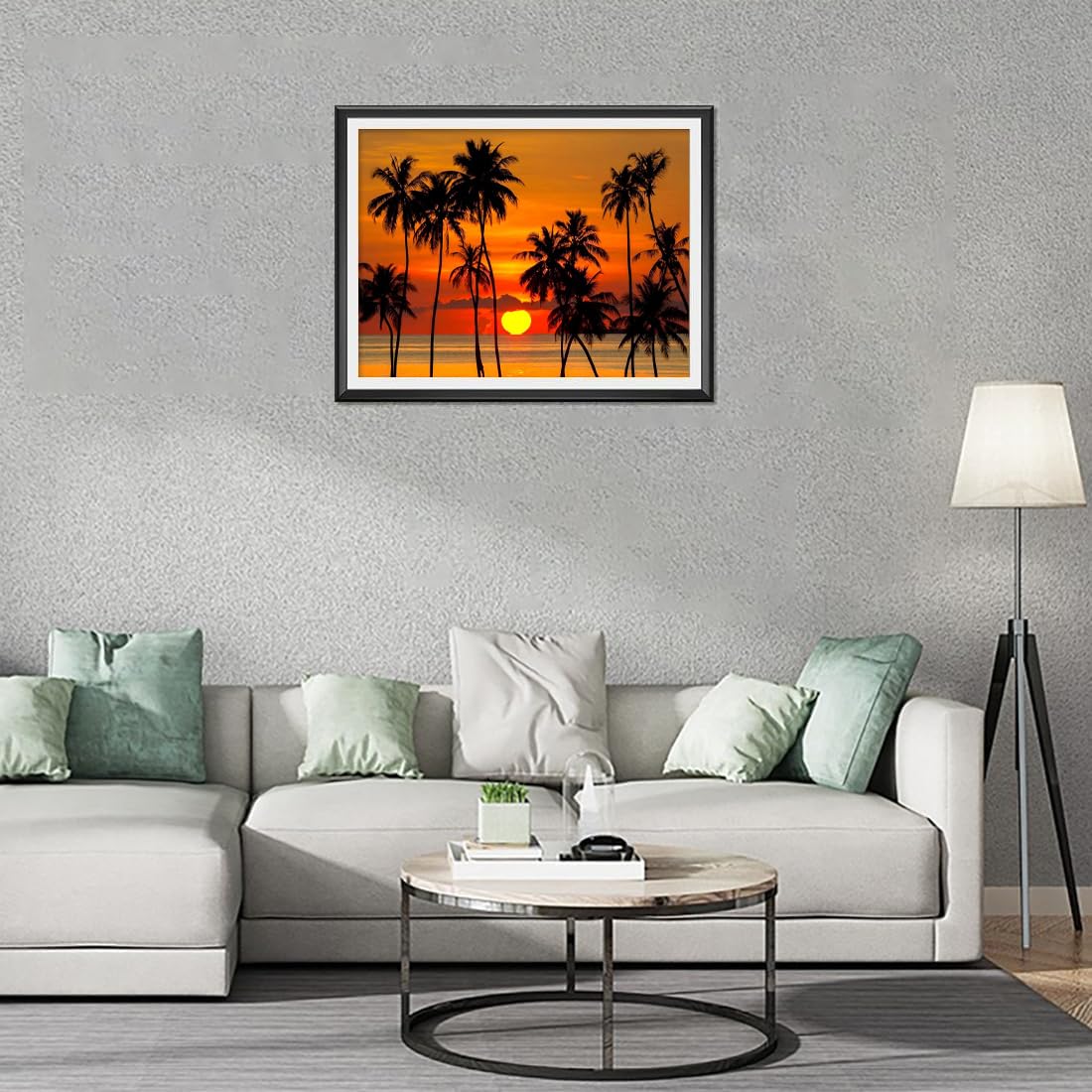 Landscape Diamond Art Painting Kits for Adult& Beginner, Sunset Diamond Dots Painting Kits, 5D DIY Gem Painting with Round Diamonds Beach, Scenery Paint by Diamonds for Wall Art Decor 16x12inch Yunnuo