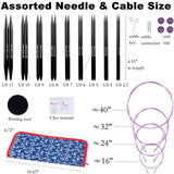 Svartur Interchangeable Circular Knitting Needles Set, with Assorted Circular Knitting Needles and Cables, Accessories and Case, 9 Pairs Svartur