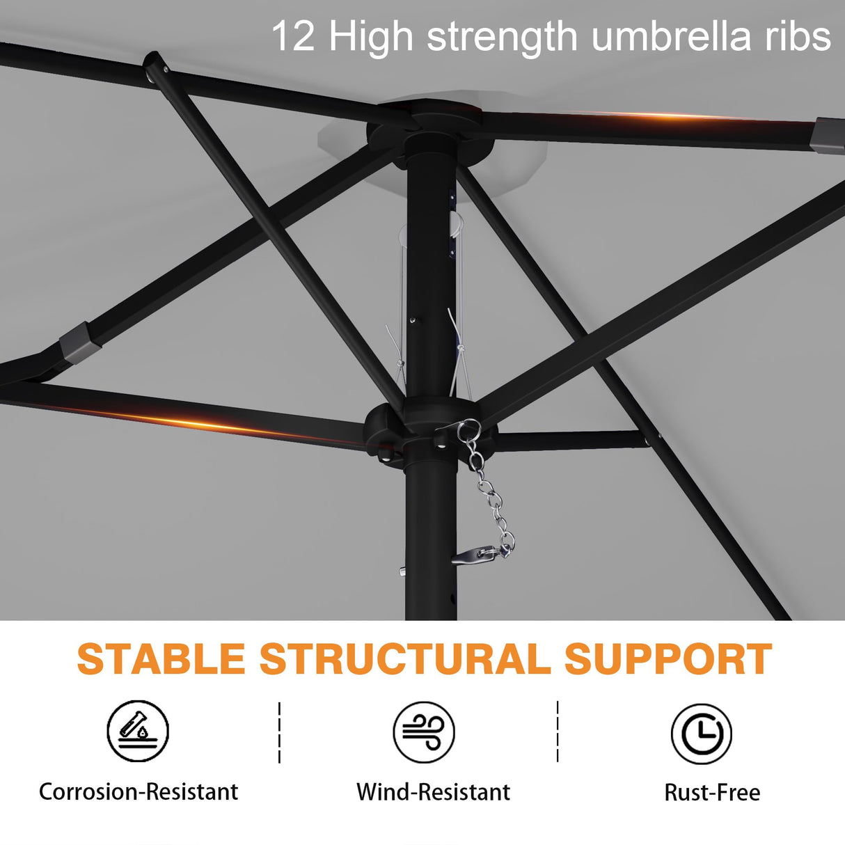 DomeShade 15ft Patio Umbrella with Base,Large Outdoor Double-Sided Rectangle Umbrella with Crank Handle, Market Umbrella for Poolside Garden Deck Backyard Beach Pools, Gray DomeShade