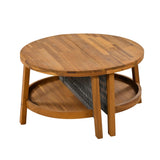 Brabrety 6-Person Outdoor Seating Group with Cushions and A Coffee Table, Half Moon Outdoor Sectional Sofa Set, Acacia Wood Outdoor Patio Furniture for Balcony, Vourtyard, Garden (Beige) Brabrety