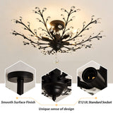 CVKASH 5 - Light Vintage Small Crystal Chandelier Modern Semi Flush Mount Ceiling Light Fixture Chandelier Lighting for Kitchen Bedroom Living Room Dining Room Hallway Foyer（Black） CVKASH