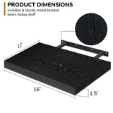 Fun Memories Floating Shelves - 2 Pack 12 Inch Deep Rustic Wooden Wall Shelves - Extra Deeper & Thicker Wall Mounted Storage Shelf for Kitchen, Farmhouse - 16" W x 12" D x 1.5" H - Rustic Black Fun Memories