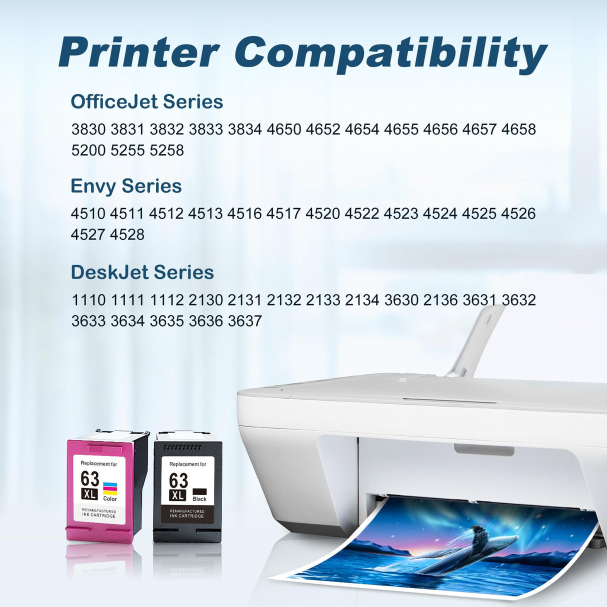MYTONER 63XL Remanufactured Ink Cartridge Replacement for HP Ink 63 63XL for OfficeJet 3830 4650 4652 4655 5255 5258 Envy 4520 4512 DeskJet 3630 3632 Printer Black Color 63 Ink Cartridge Combo Pack MYTONER