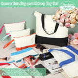 Sanwuta 30 Pcs Canvas Tote Bags Bulk with Zipper Cosmetic Bags 18.5 Cotton Canvas Bag with Handles Reusable Shopping Bags(Colorful) Sanwuta