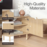 Contemporary Fluted TV Stand - Media Console - 70 Inch Entertainment Center with Storage - Console Table for Living Room and Bedrooms - Supports 32 to 80" TVs - Soft-Close Cabinet Doors (Light Oak) Stead