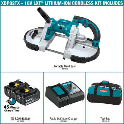 Makita XBP02TX 18V LXT Lithium-Ion Cordless Portable Band Saw Kit (5.0Ah), - WoodArtSupply