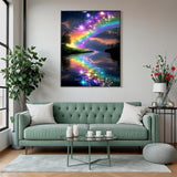 5D DIY Diamond Painting, 30x40cm Rainbow Galaxy River Starry Sky Art, Full Round Drill Craft for Adults Beginners, Dreamy Room Decor Gift Amz Camel
