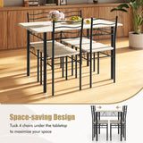 Giantex Modern 5 Piece Dining Table Set for 4 Chairs Wood Metal Kitchen Breakfast Furniture (Beech Wood) Giantex