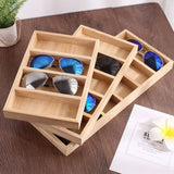 TANG SONG 1 Pack Bamboo 4-Slot Sunglass Display Tray Eyewear Storage Case for Home or Office TANG SONG