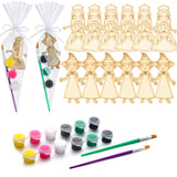AmazingSpark 12 Sets Paint Your Own Witch Party Favors Pink and Green Princess Party Favors DIY Wood Painting Craft Kit Color Your Own Art Craft Kit(Witch) AmazingSpark