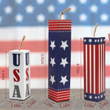 Hying 3 Pieces 4th of July Table Decor Patriotic Tiered Tray Independence Day Wooden Blocks American Table Centerpieces Red Blue Rustic Wood Signs for Tabletop Farmhouse Memorial Day Decorations Hying