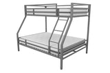 Novogratz Maxwell Metal Bunk Bed Frame for Kids and Teens, with Angled Ladder, High Guardrail and Metal Slats, No Boxspring Required, Underbed Storage Space, Twin-Over-Full, Gray Novogratz