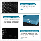 Ophelian 8 Piece Wicker Patio Furniture Set with Fire Pit Table, Rattan Outdoor Sectional Sofa, Patio Couch Set for Backyard, Garden, Deck (Coffee/Peacock Blue) Ophelian