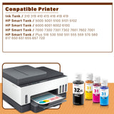 32XL Black Ink Bottle 31 Ink Bottle Set Compatible Replacement for HP Smart Tank Printer 6001 7602 7301 5100 5101 5000 5102 757 7601 755 7601 6002 7302 Ink Refill, Smart Tank Plus 651 551 Ink Refill SubliPlus+