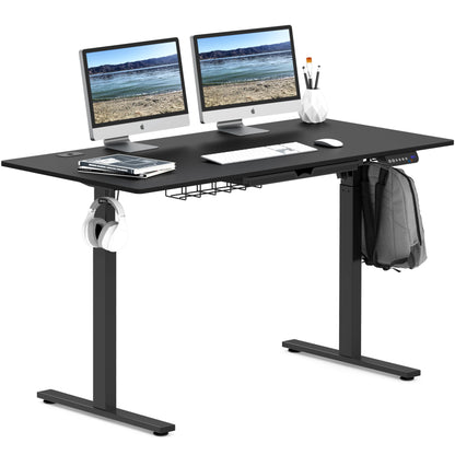 SHW 55-Inch Large Electric Height Adjustable Standing Desk, 55 x 28 Inches, Black - WoodArtSupply