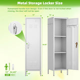 SUPEER Metal Lockers for Employees with Handle,Metal Storage Locker with 2 Pegboard & 5 Hooks for Gym, School, Office,Home,Garage,White SUPEER