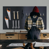 NeatiEase Slatwall Panel Wall Storage Systems, 4 x 8ft Slat Wall Paneling Garage Wall Organizer, Heavy Duty Wall Mounted PVC Wall Rack (Black) NeatiEase