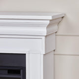 Real Flame Emerson 56" Grande Electric Fireplace with Mantel for Living Room or Bedroom, Replaceable Fireplace Insert Heater, Realistic Log and Flame Effect, Remote Control, Timer, White Real Flame