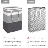 HomeHacks 2 Pack Large Laundry Baskets, Waterproof, Freestanding Laundry Hampers, Collapsible Clothes Hamper with Reinforced Handles in Laundry Room, College Dorm, Bathroom, Bedroom (Grey, 75Lx2) HomeHacks
