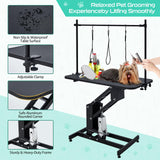 Garveelife 43.3" Hydraulic Dog Grooming Table for Pet, Heavy Duty Structural Hydraulic Max Load 350Lbs Professional Pet Grooming Table with Adjustable Overhead Arm & Noose Height Range 22"-39" (BLACK) GarveeLife
